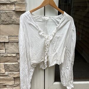 White Lace Trim Women's Top